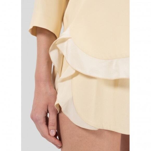 Stella McCartney Ruffle Trim High Rise Shorts Lemon Cream Size - Picture 2 of 7